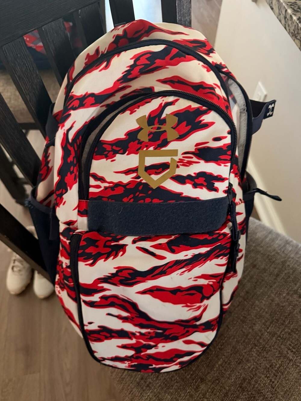 Under Armour Utility Print Baseball Backpack Red White Navy